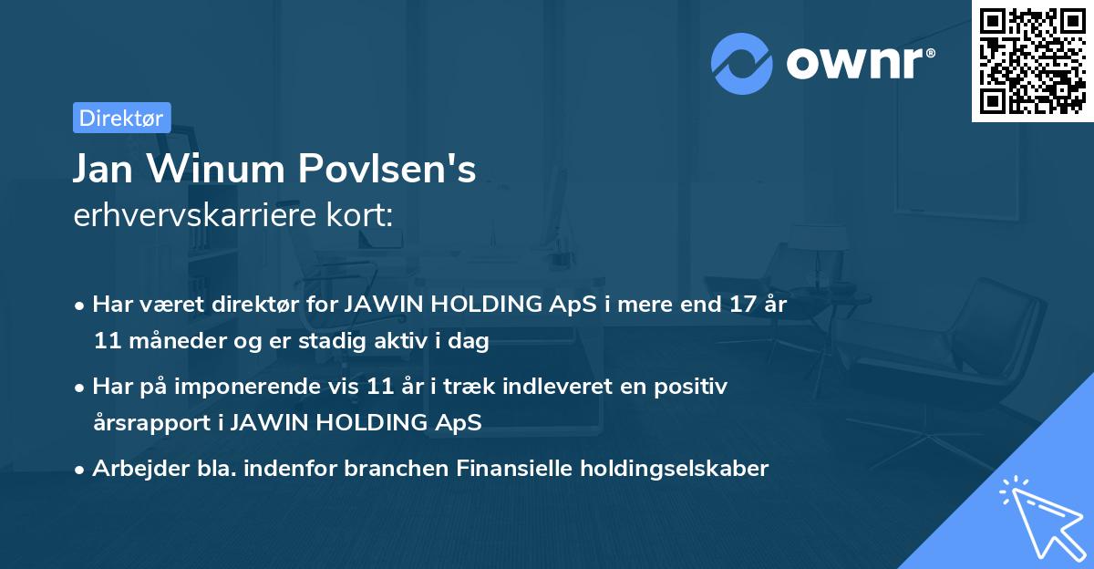 Jan Winum Povlsen's erhvervskarriere kort