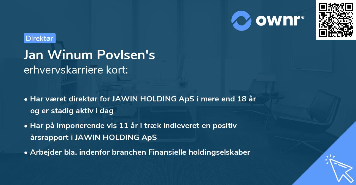 Jan Winum Povlsen's erhvervskarriere kort