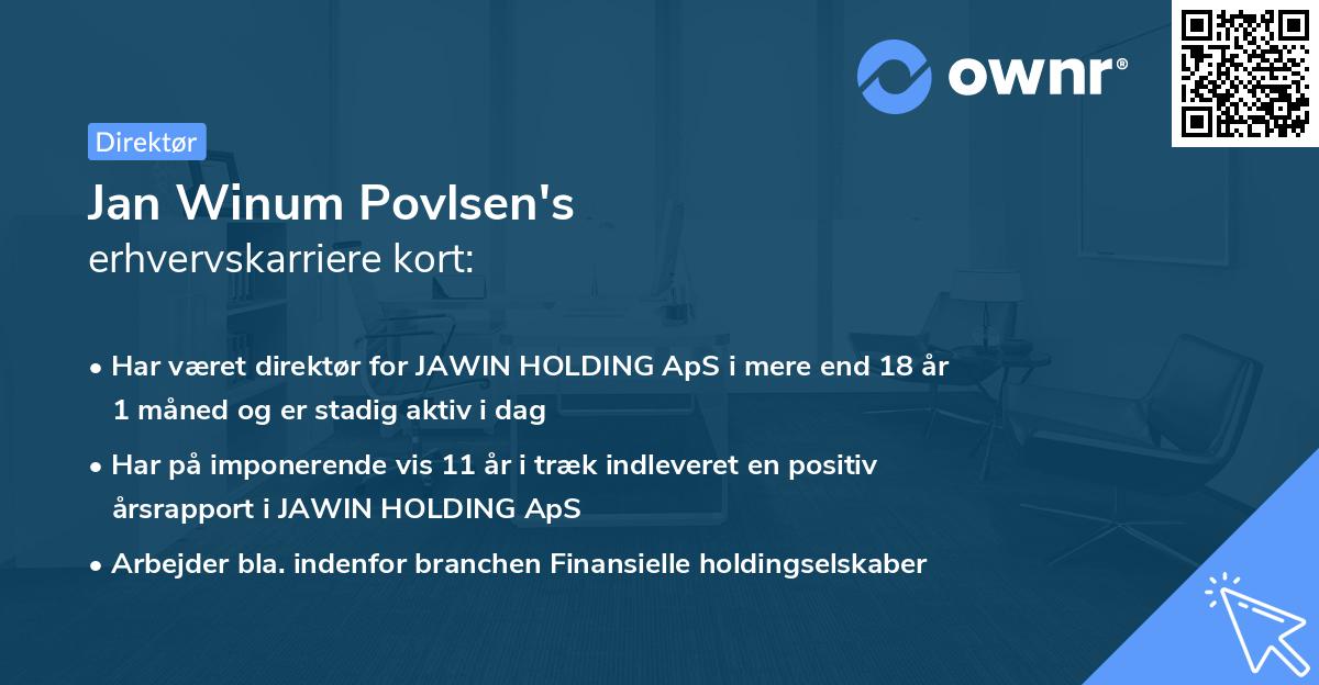 Jan Winum Povlsen's erhvervskarriere kort