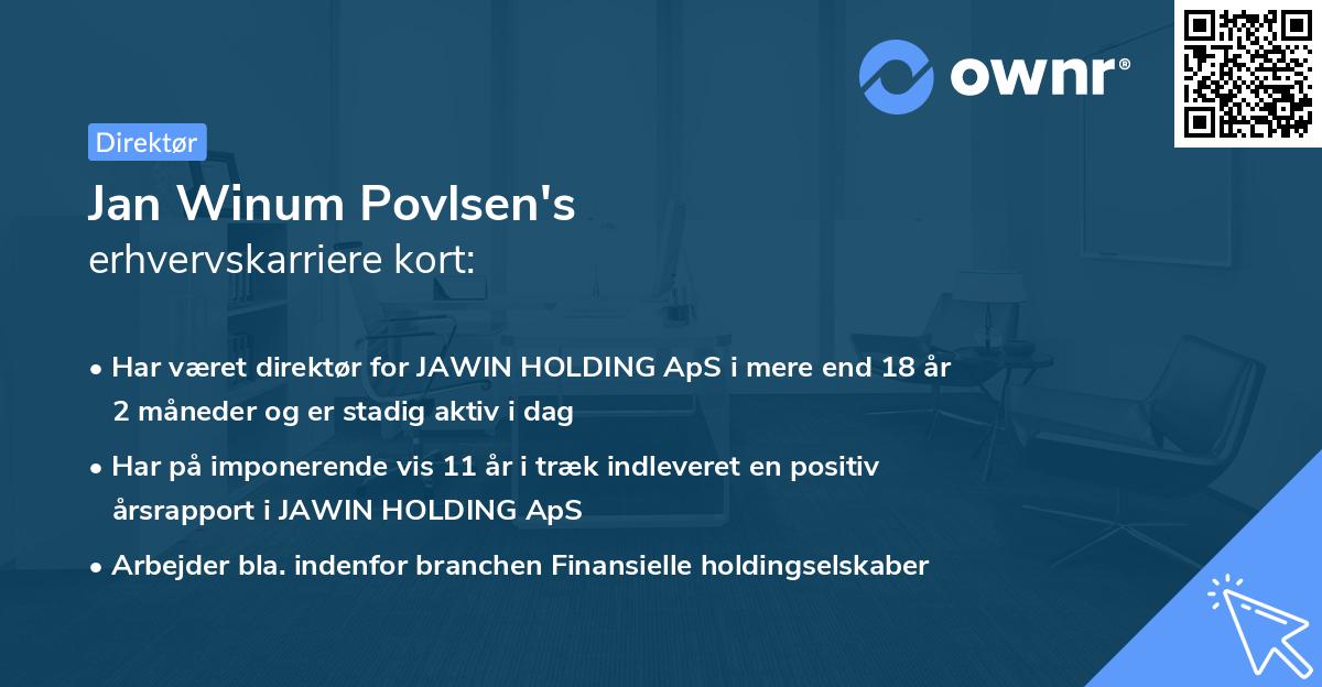 Jan Winum Povlsen's erhvervskarriere kort