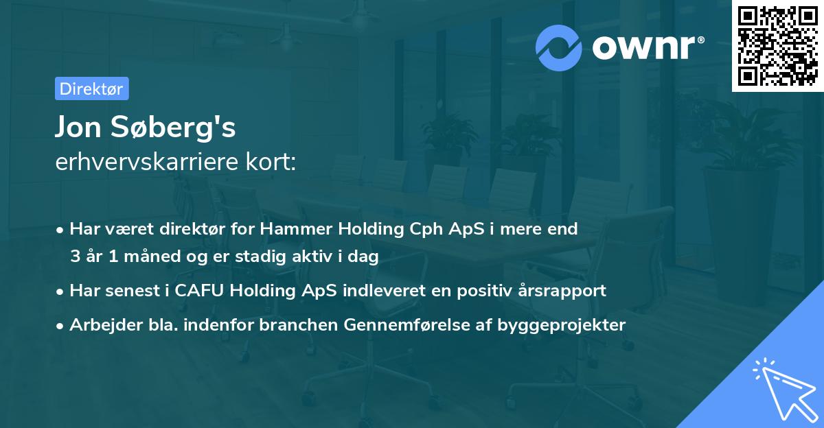 Jon Søberg's erhvervskarriere kort