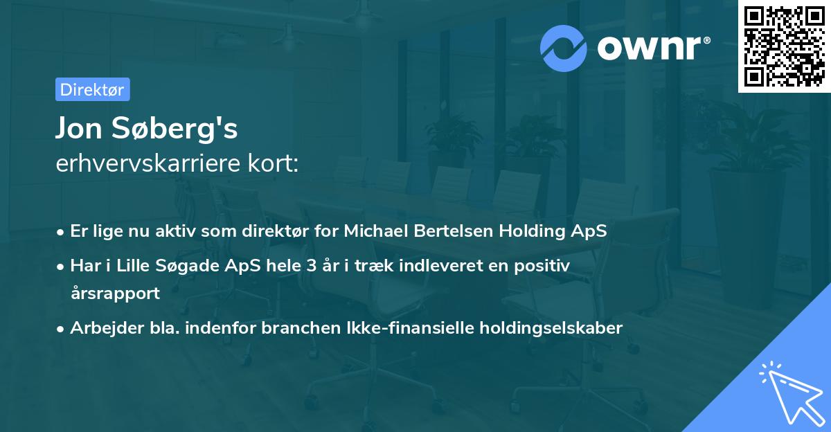 Jon Søberg's erhvervskarriere kort