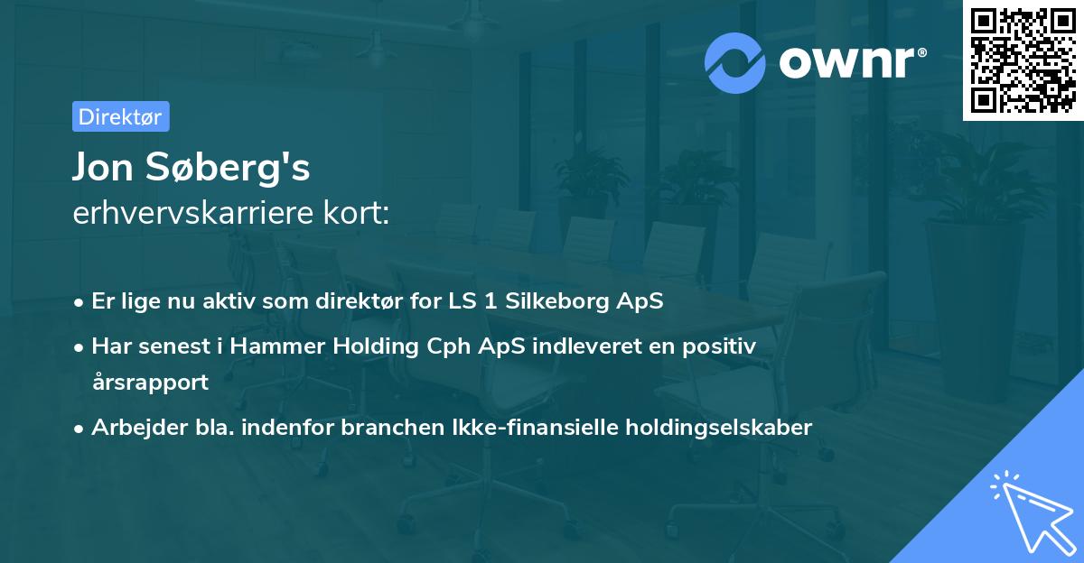 Jon Søberg's erhvervskarriere kort