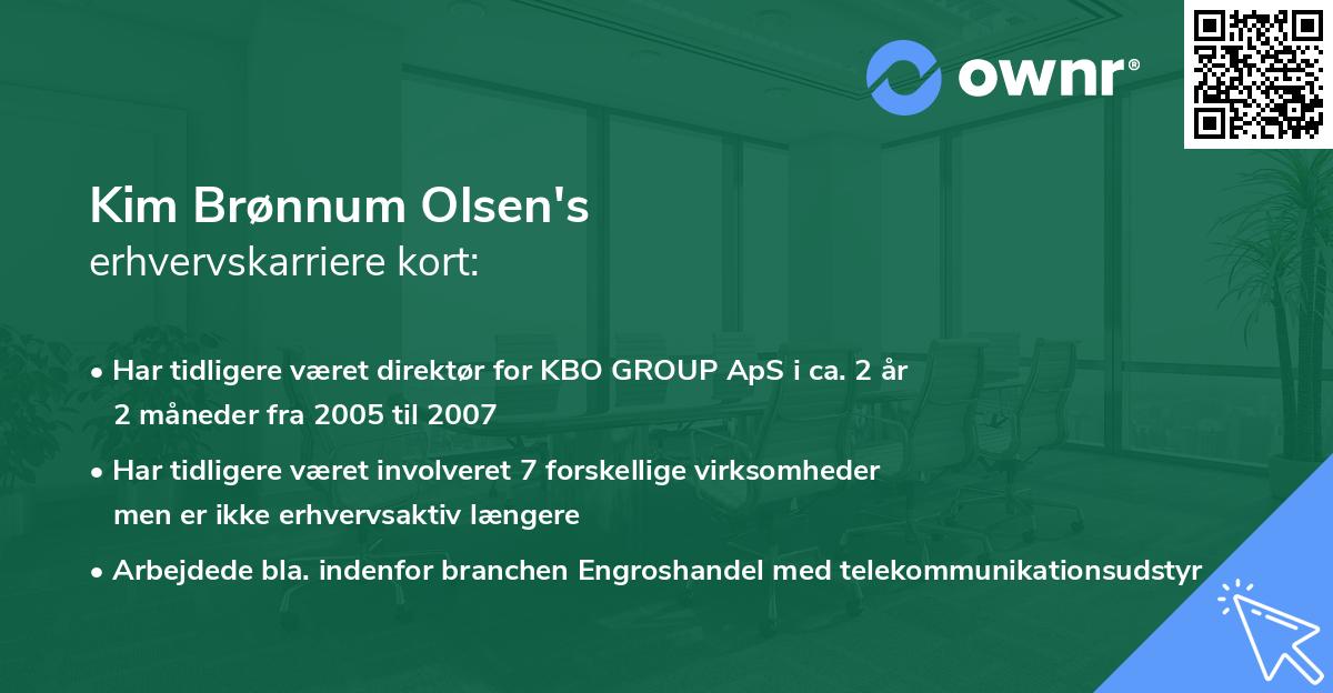 Kim Brønnum Olsen's erhvervskarriere kort
