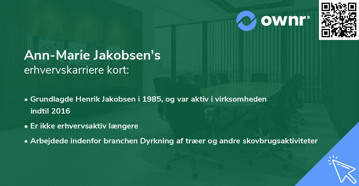 Ann-Marie Jakobsen's erhvervskarriere kort