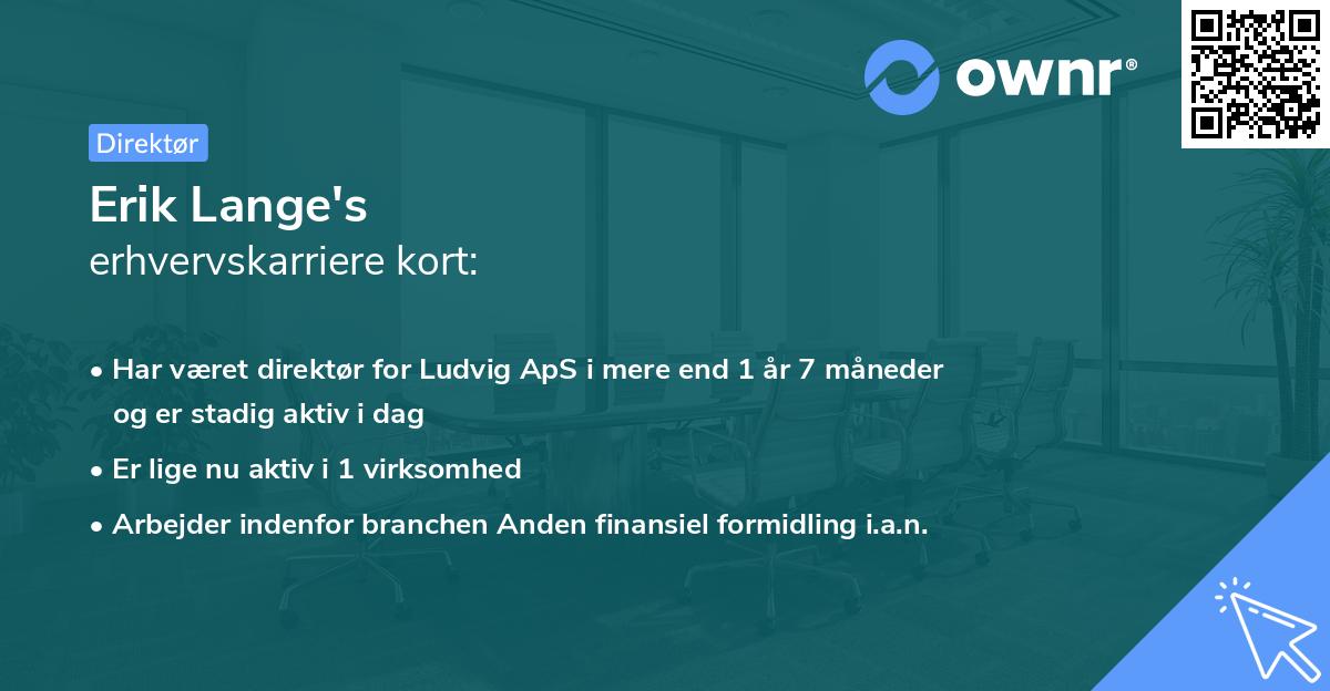 Erik Lange's erhvervskarriere kort