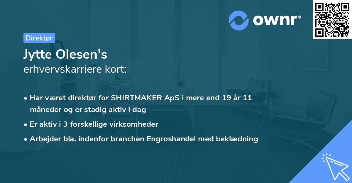 Jytte Olesen's erhvervskarriere kort