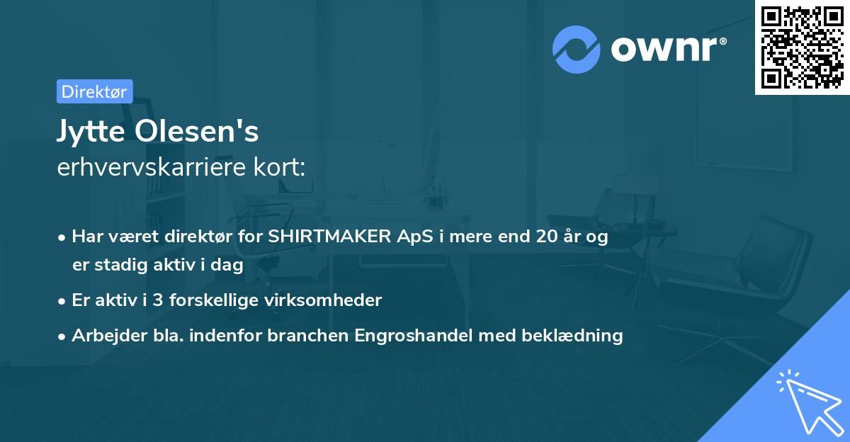 Jytte Olesen's erhvervskarriere kort