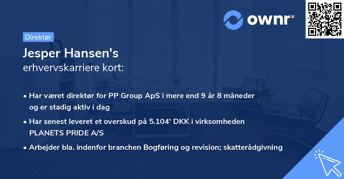 Jesper Hansen's erhvervskarriere kort