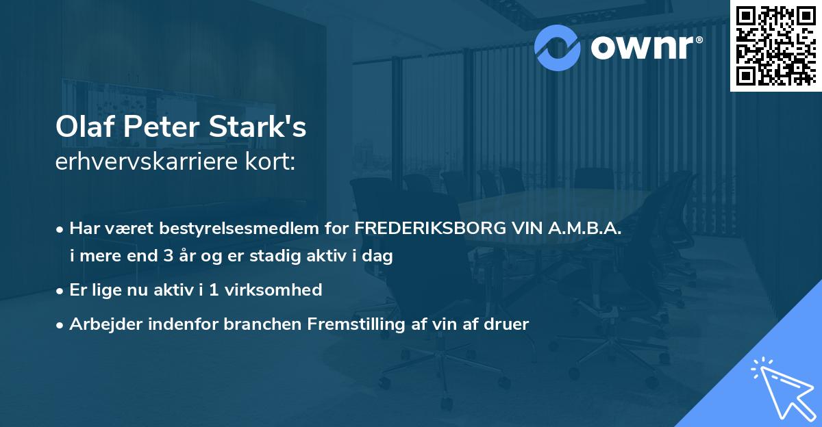 Olaf Peter Stark's erhvervskarriere kort