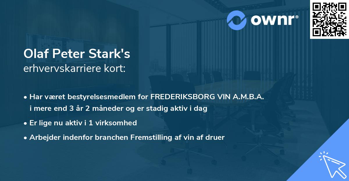 Olaf Peter Stark's erhvervskarriere kort