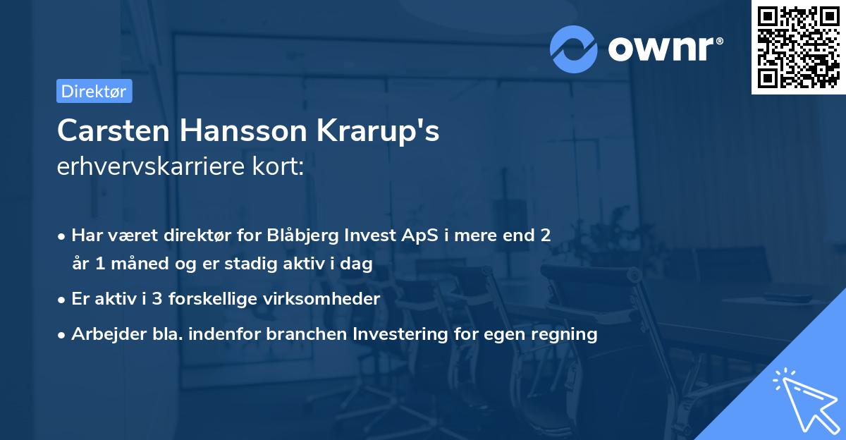Carsten Hansson Krarup's erhvervskarriere kort