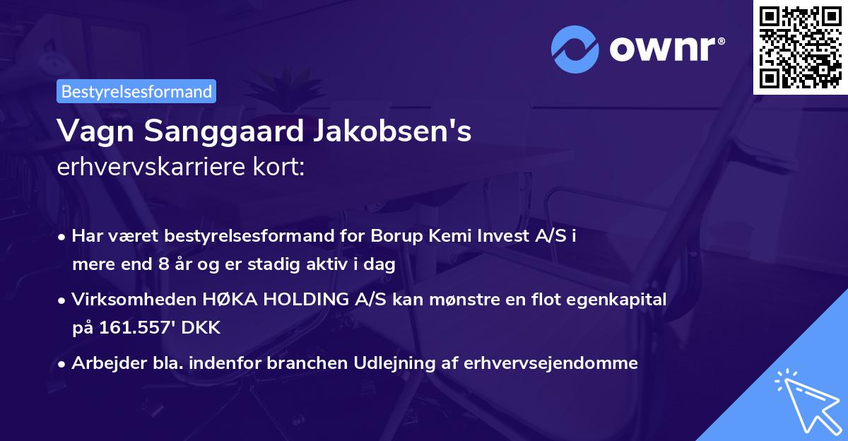 Vagn Sanggaard Jakobsen's erhvervskarriere kort