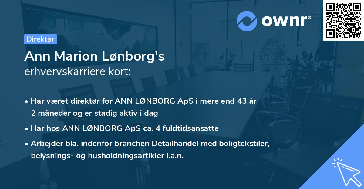 Ann Marion Lønborg's erhvervskarriere kort