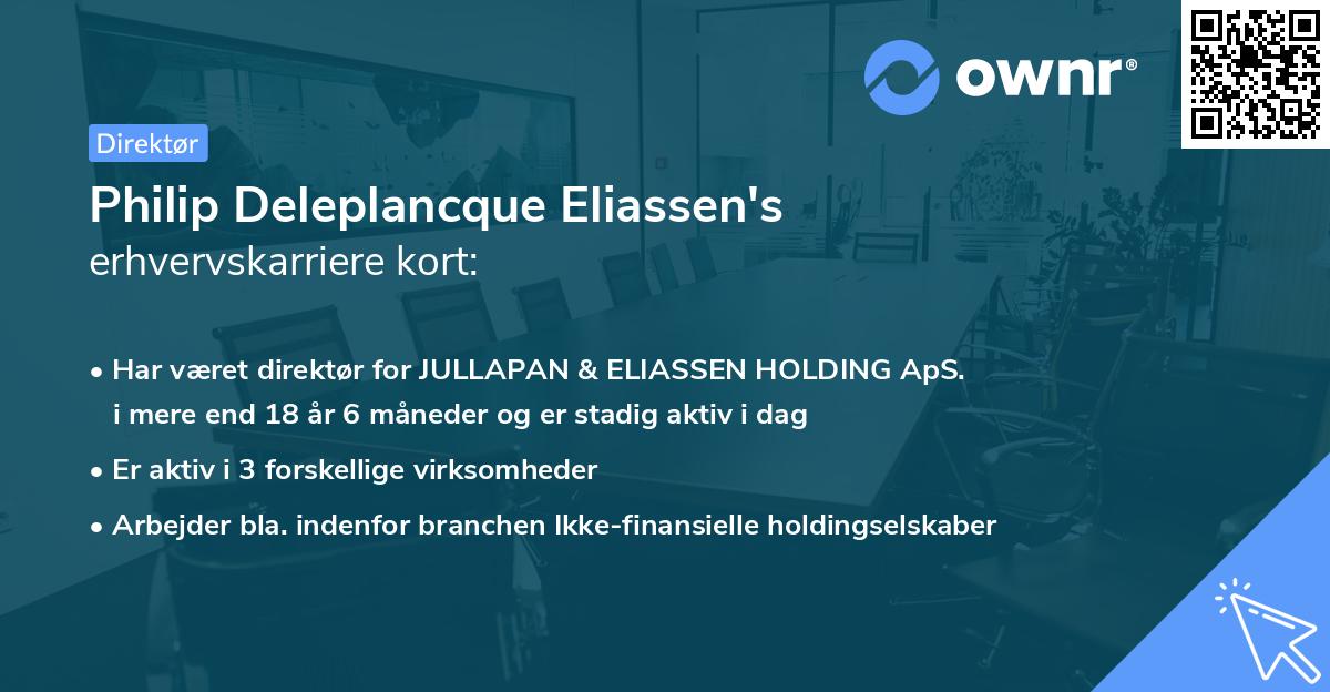 Philip Deleplancque Eliassen's erhvervskarriere kort