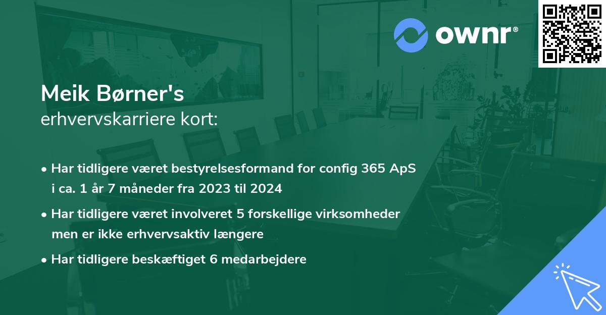 Meik Børner's erhvervskarriere kort