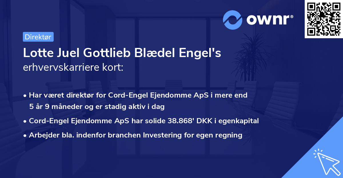 Lotte Juel Gottlieb Blædel Engel's erhvervskarriere kort