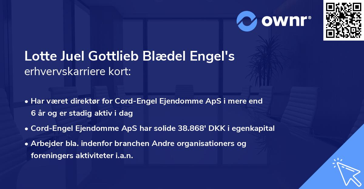 Lotte Juel Gottlieb Blædel Engel's erhvervskarriere kort