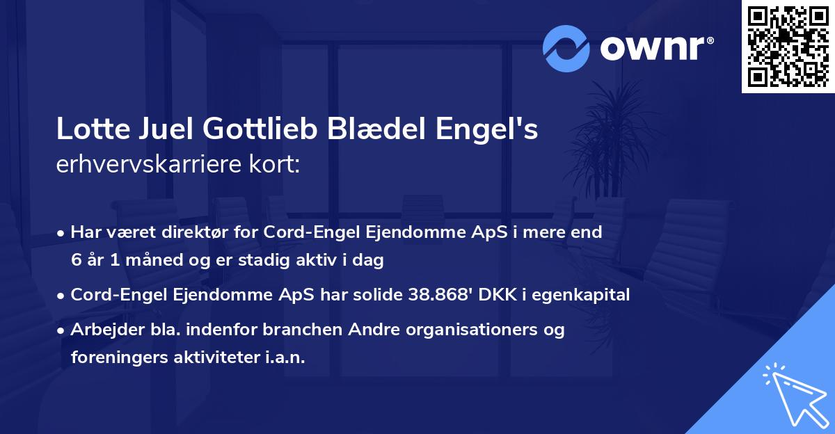 Lotte Juel Gottlieb Blædel Engel's erhvervskarriere kort