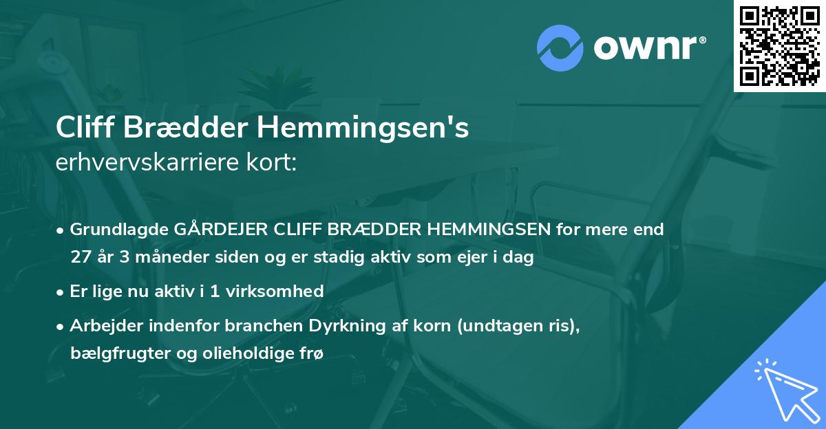 Cliff Brædder Hemmingsen's erhvervskarriere kort
