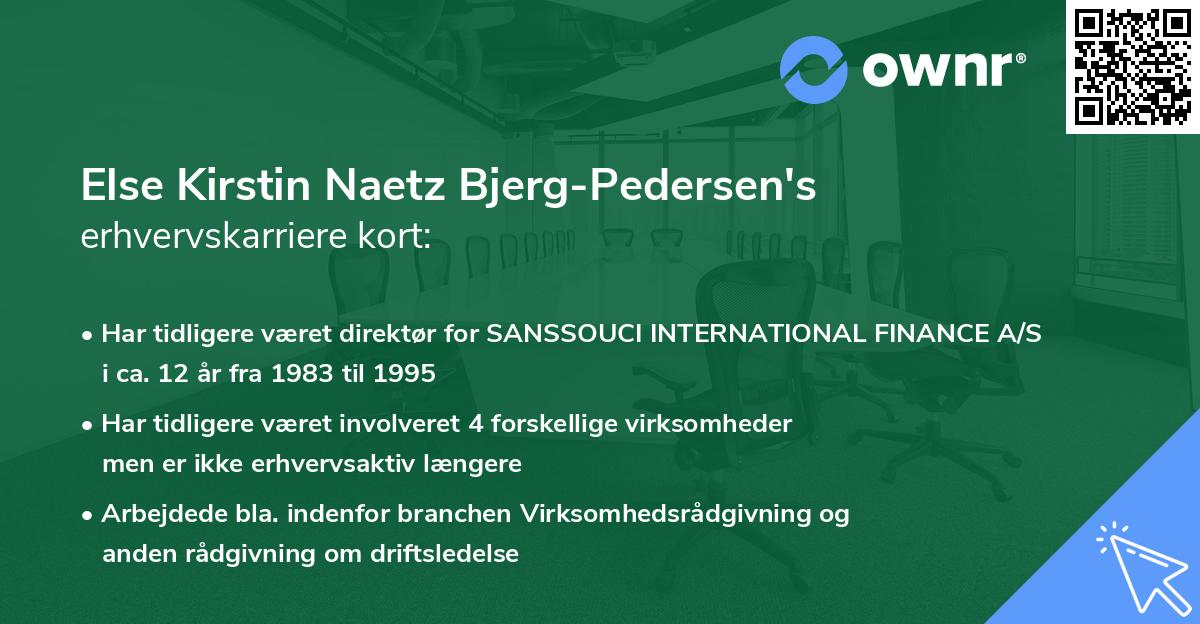 Else Kirstin Naetz Bjerg-Pedersen's erhvervskarriere kort