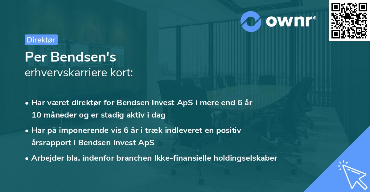 Per Bendsen's erhvervskarriere kort