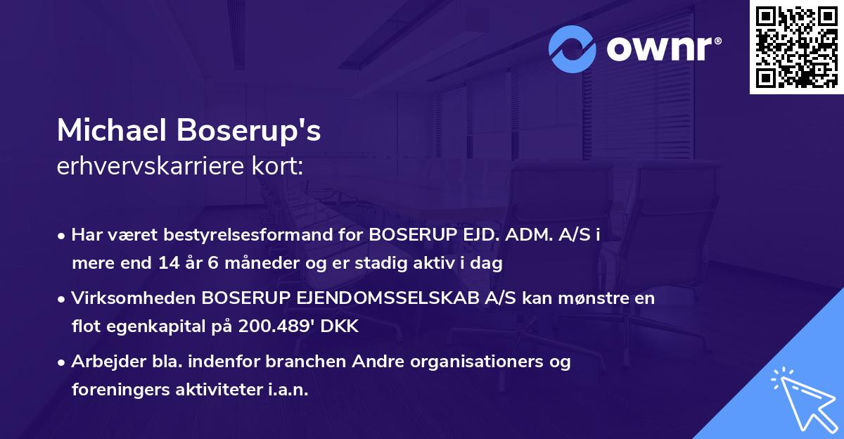 Michael Boserup's erhvervskarriere kort