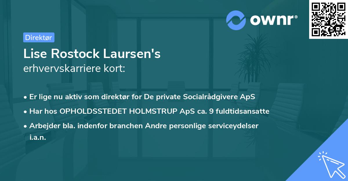 Lise Rostock Laursen's erhvervskarriere kort