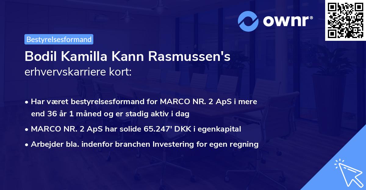 Bodil Kamilla Kann Rasmussen's erhvervskarriere kort