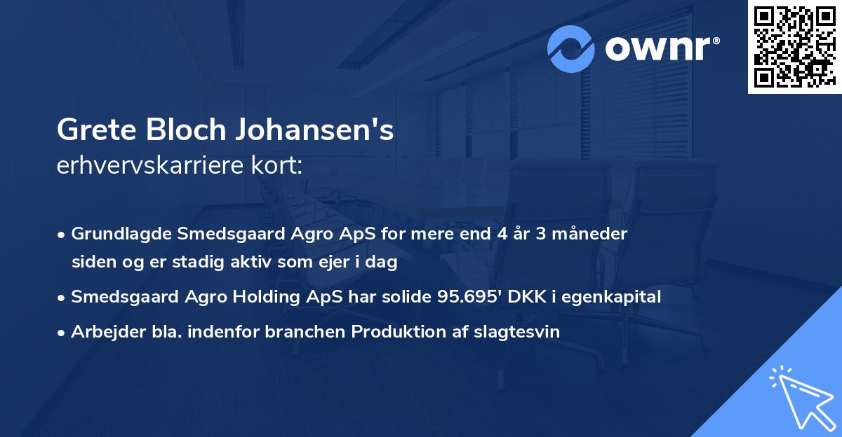 Grete Bloch Johansen's erhvervskarriere kort