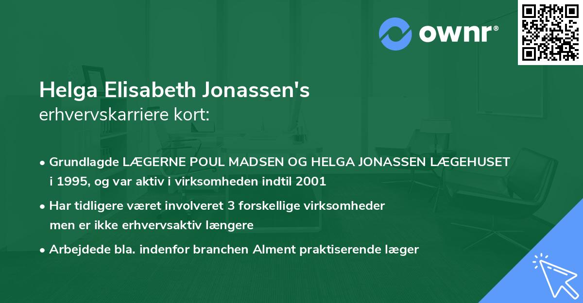 Helga Elisabeth Jonassen's erhvervskarriere kort