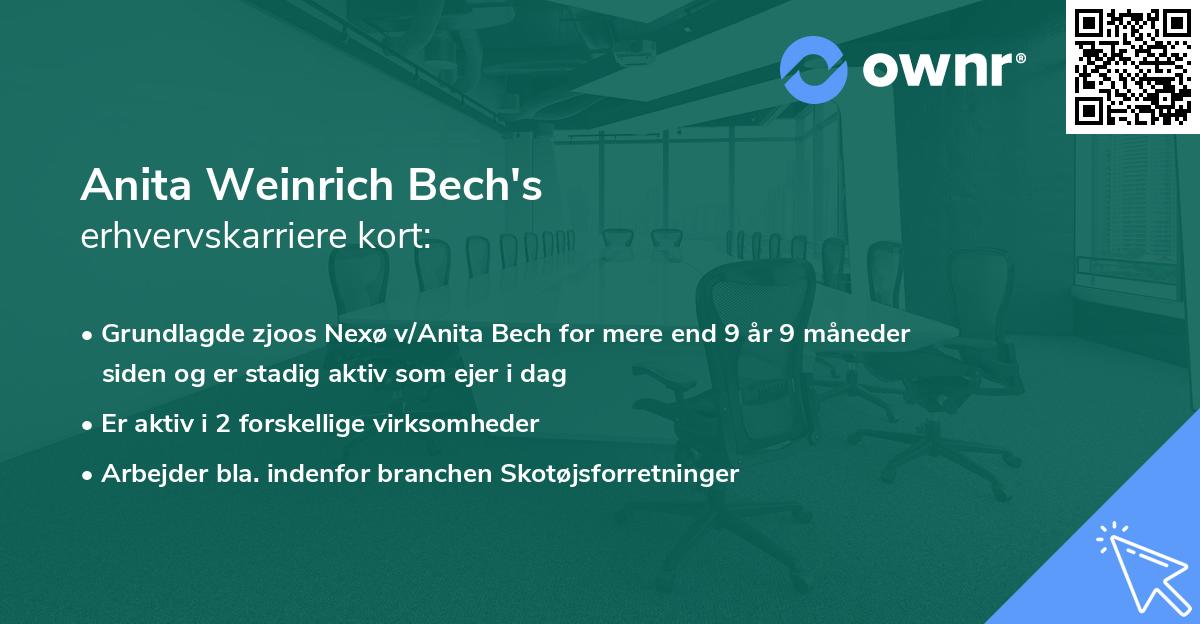 Anita Weinrich Bech's erhvervskarriere kort