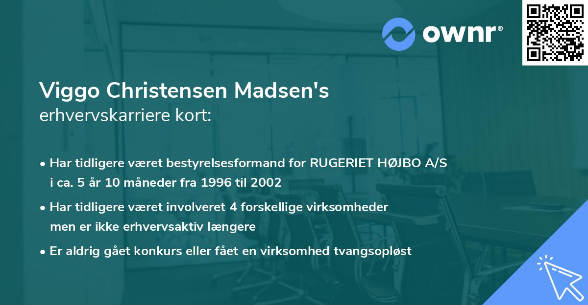 Viggo Christensen Madsen's erhvervskarriere kort