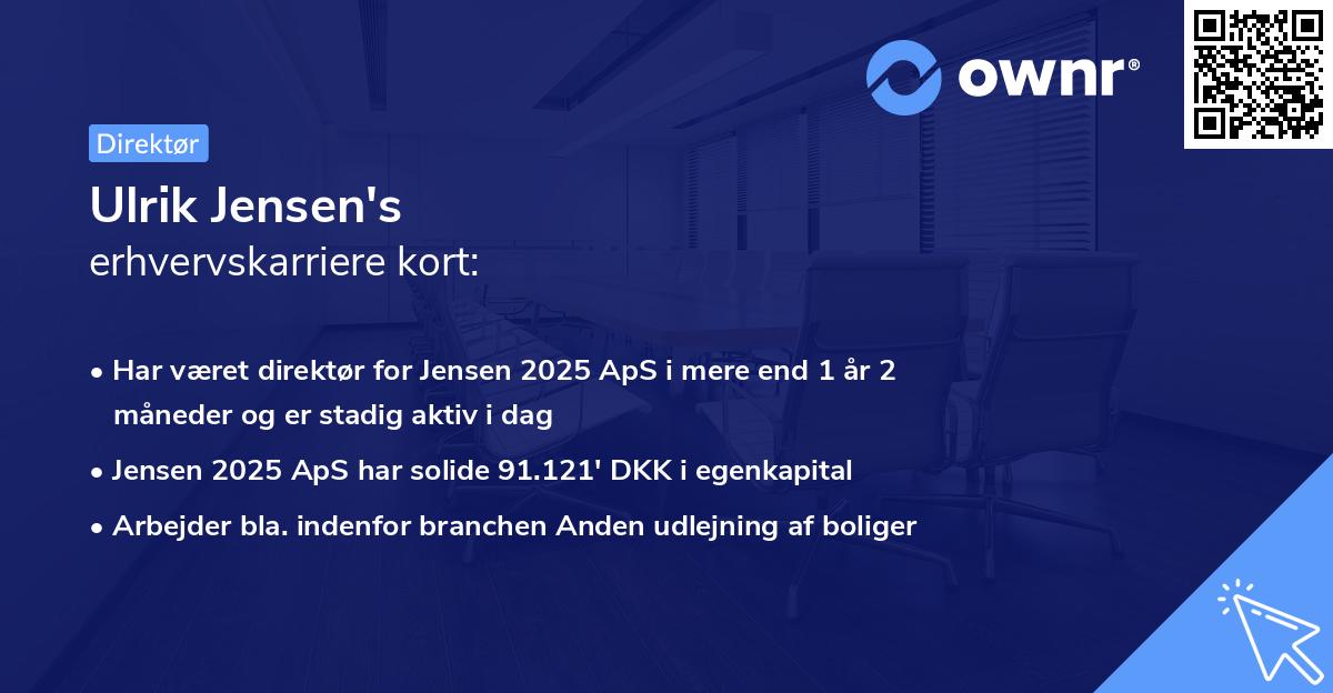 Ulrik Jensen's erhvervskarriere kort