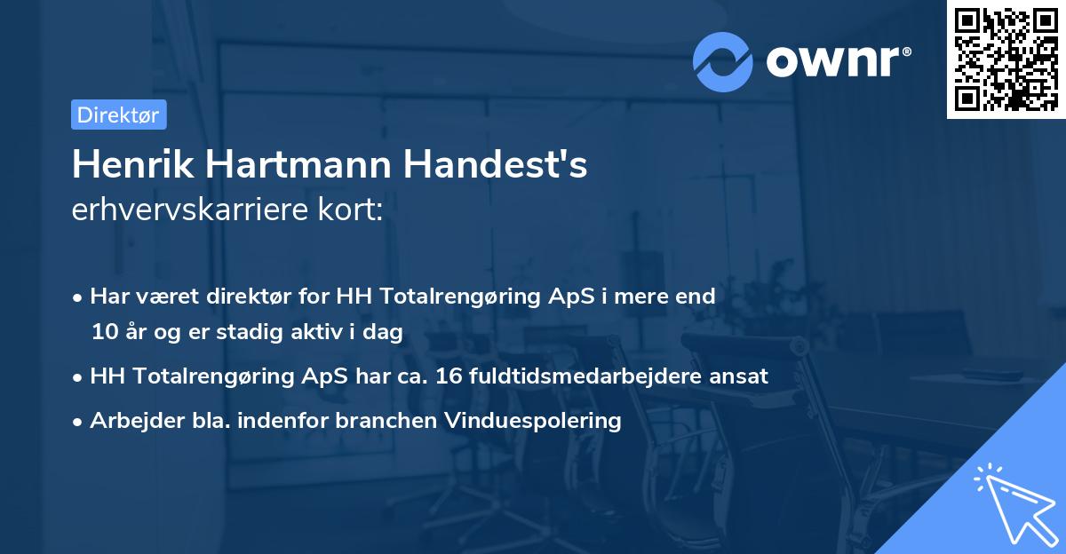 Henrik Hartmann Handest's erhvervskarriere kort