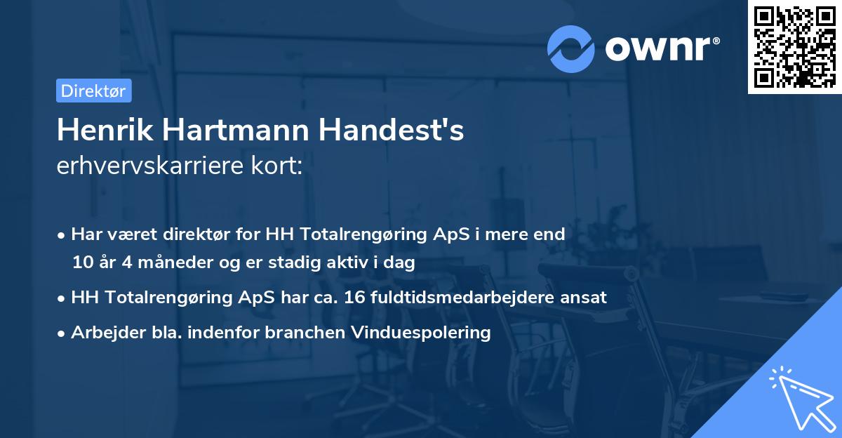 Henrik Hartmann Handest's erhvervskarriere kort