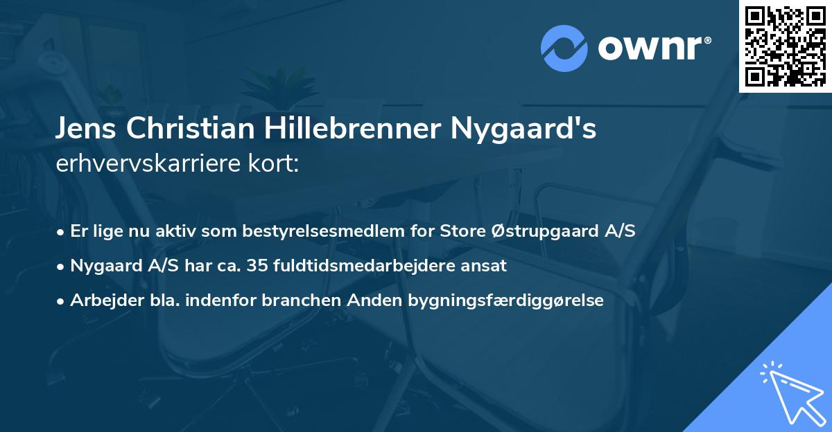 Jens Christian Hillebrenner Nygaard's erhvervskarriere kort