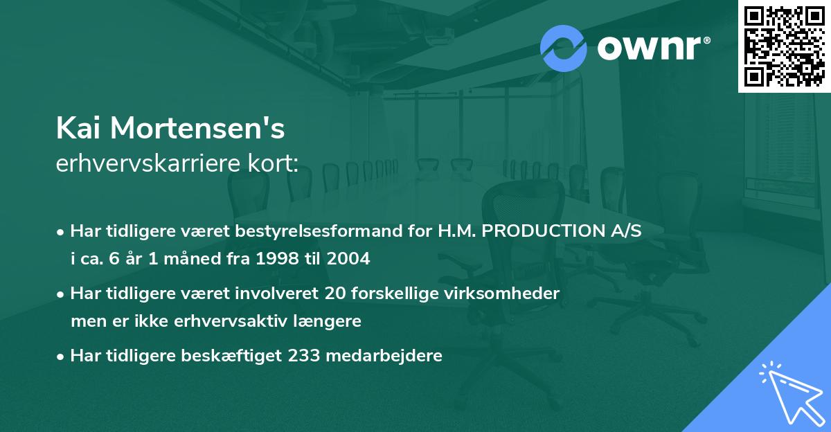 Kai Mortensen's erhvervskarriere kort