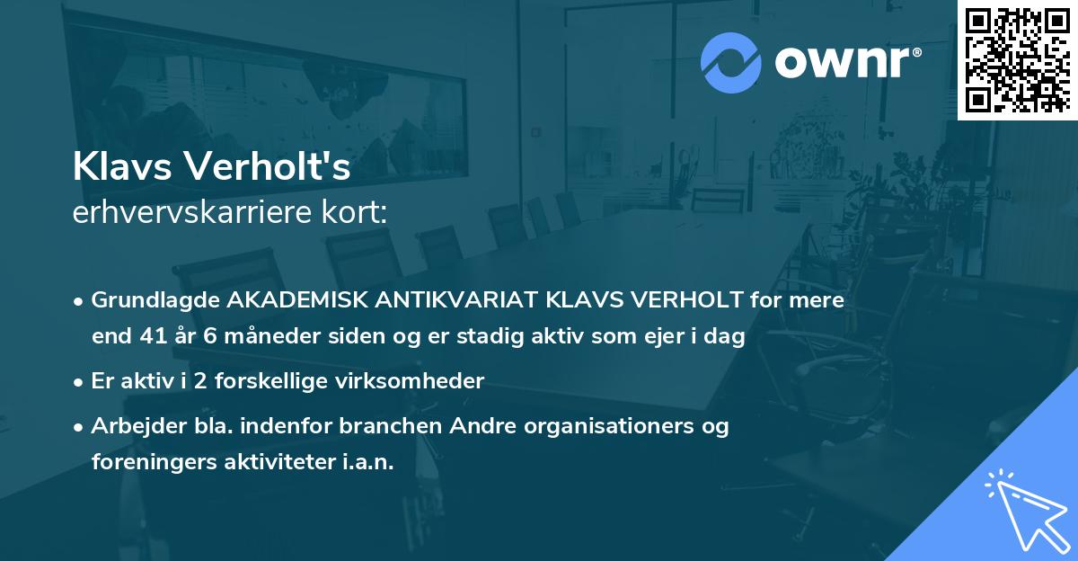 Klavs Verholt's erhvervskarriere kort