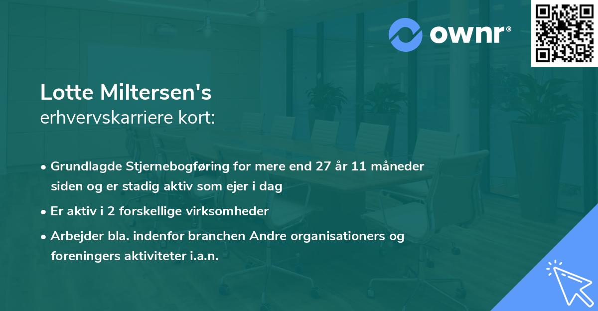 Lotte Miltersen's erhvervskarriere kort
