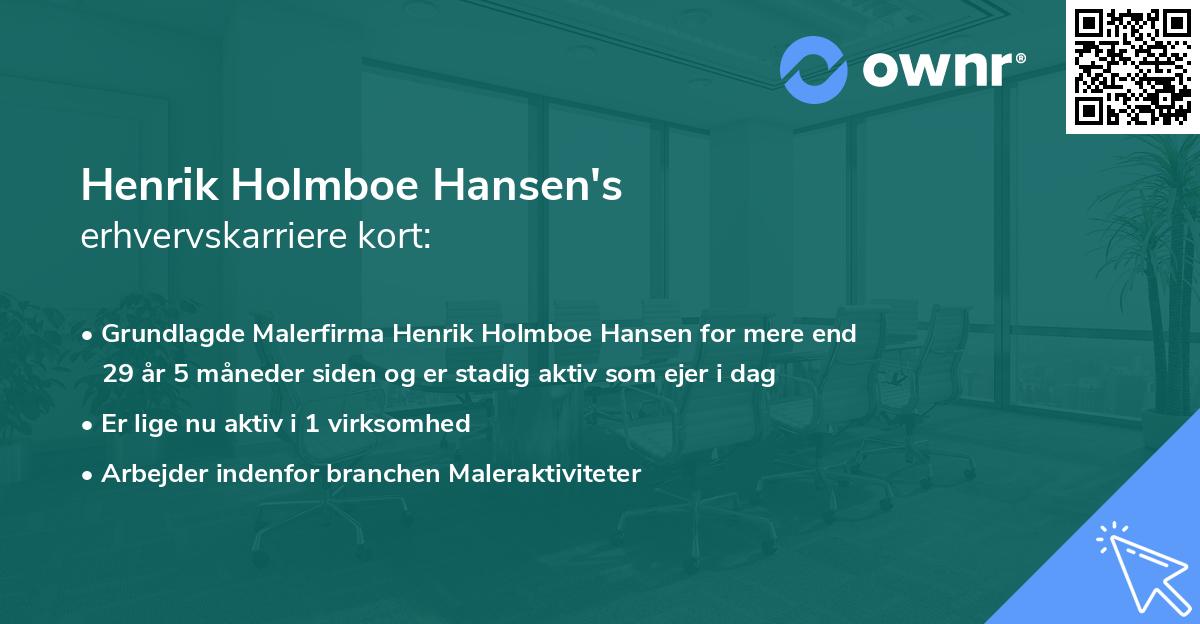 Henrik Holmboe Hansen's erhvervskarriere kort