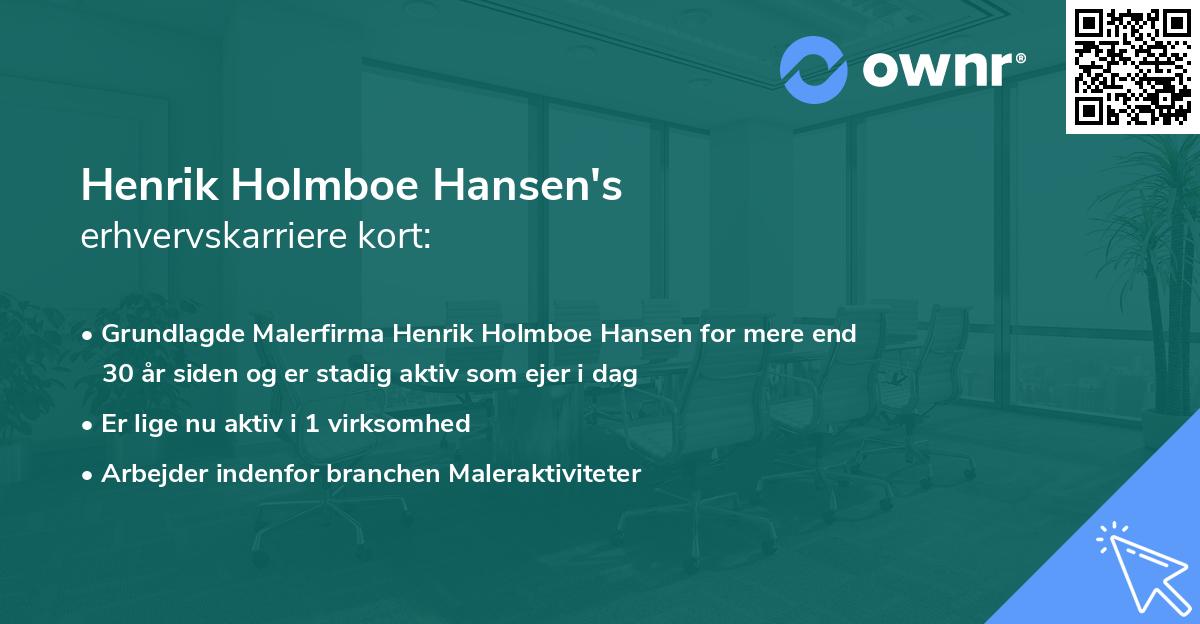 Henrik Holmboe Hansen's erhvervskarriere kort