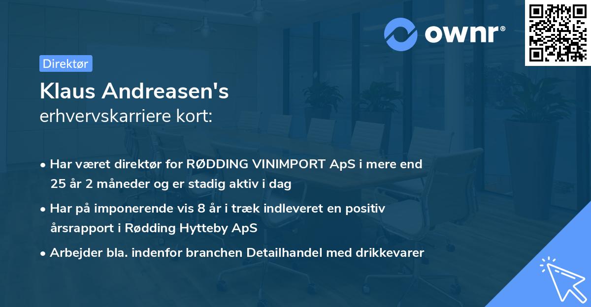 Klaus Andreasen's erhvervskarriere kort