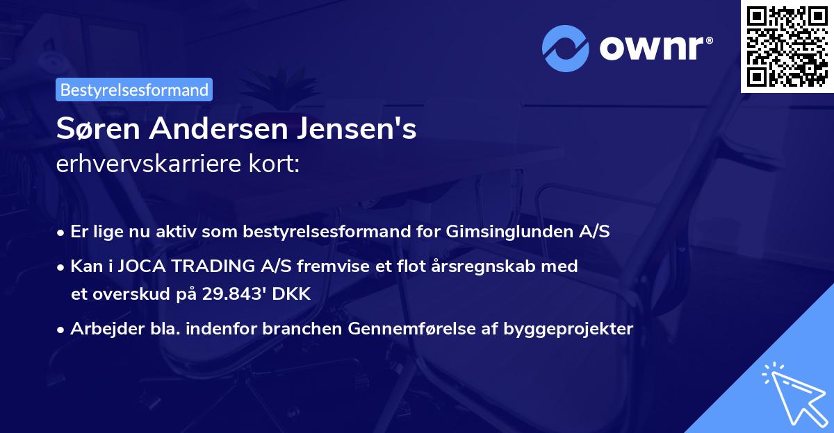 Søren Andersen Jensen's erhvervskarriere kort