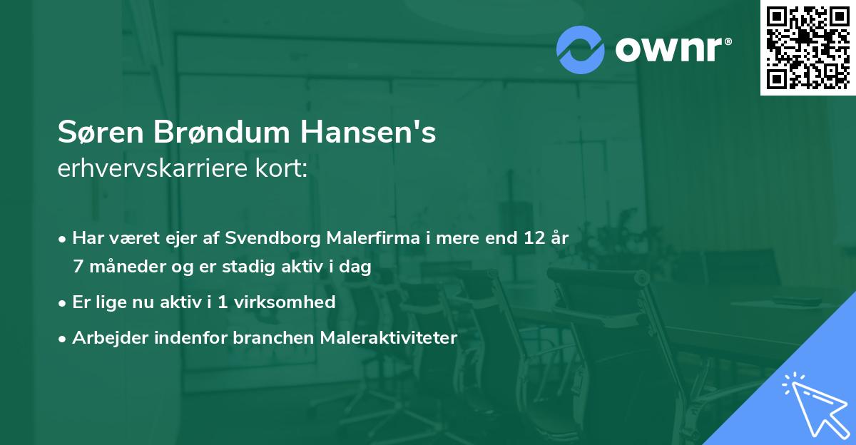 Søren Brøndum Hansen's erhvervskarriere kort