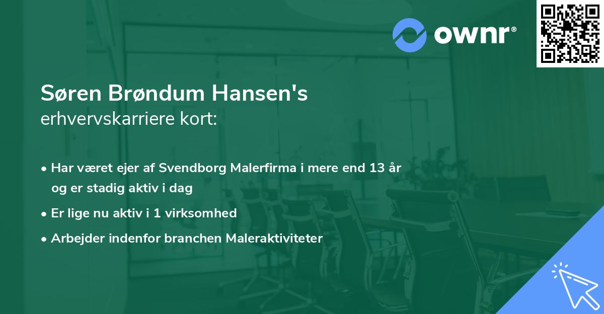Søren Brøndum Hansen's erhvervskarriere kort