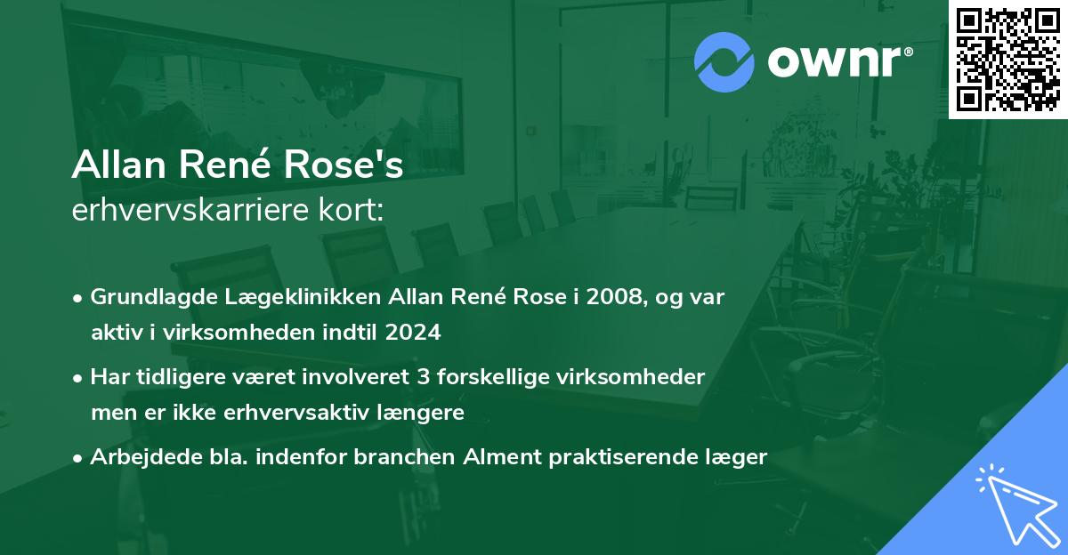 Allan René Rose's erhvervskarriere kort