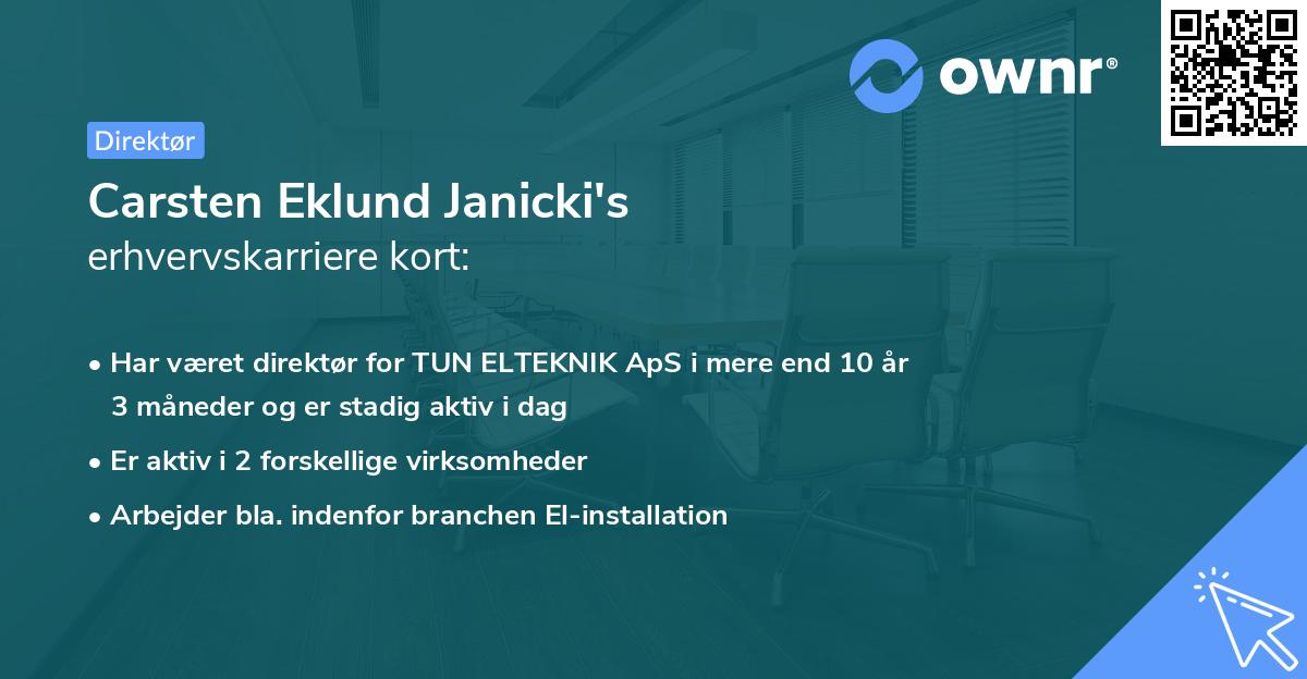Carsten Eklund Janicki's erhvervskarriere kort