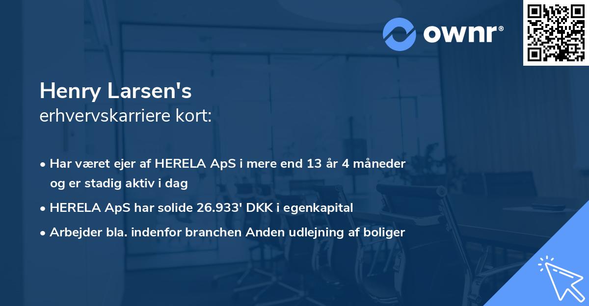 Henry Larsen's erhvervskarriere kort