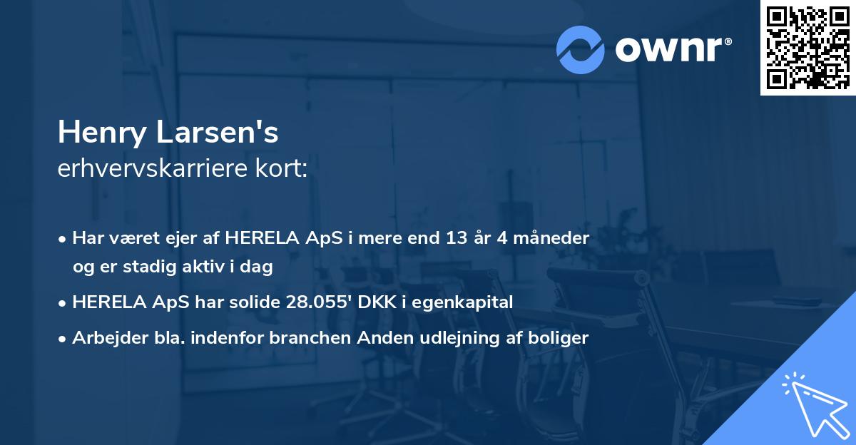 Henry Larsen's erhvervskarriere kort